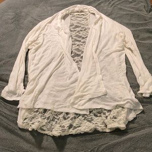 White Lace Back Cardigan